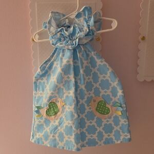 Mud Pie Blue and Green Kids Bird-Patterned Dress